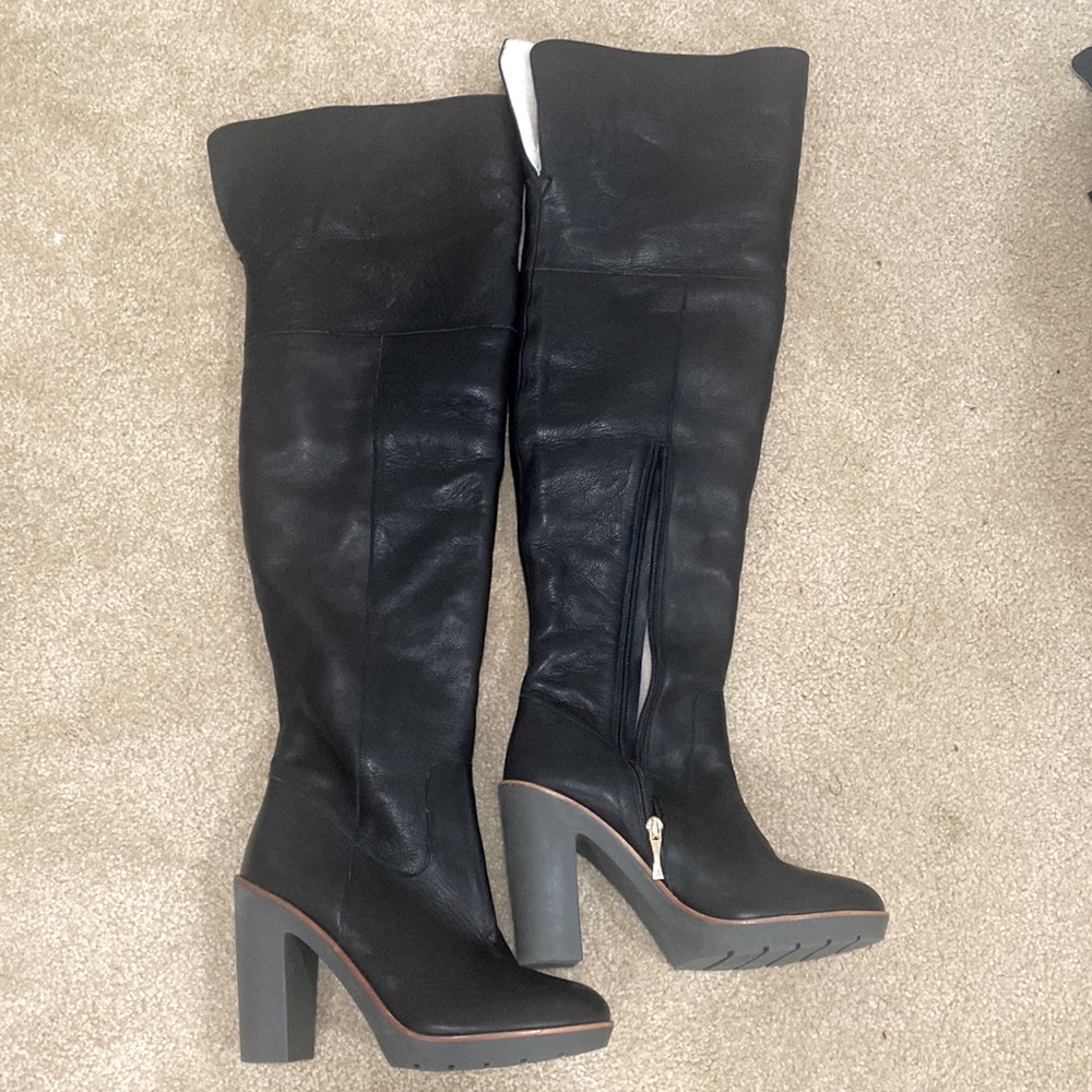 Kate spade over knee leather boots with faux fur lining size 9.5